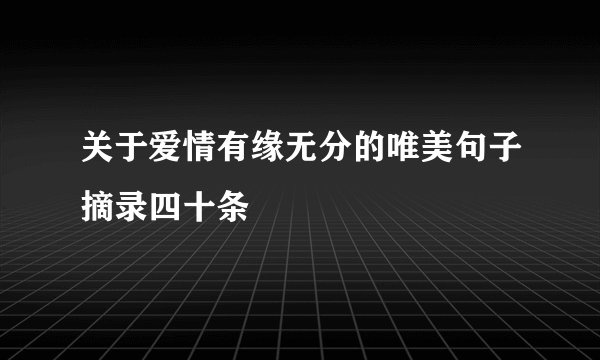 关于爱情有缘无分的唯美句子摘录四十条