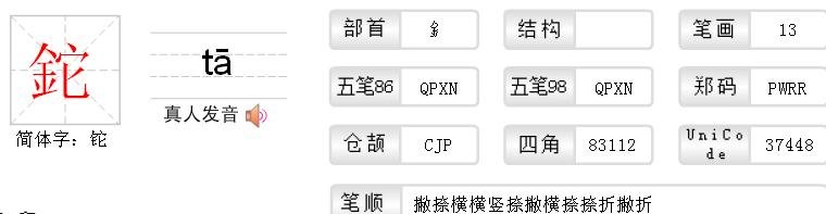 一个金旁一个它字组合成一什么字