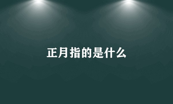 正月指的是什么