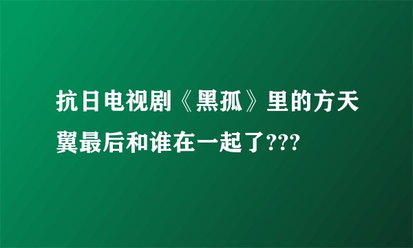 抗日电视剧《黑孤》里的方天翼最后和谁在一起了???