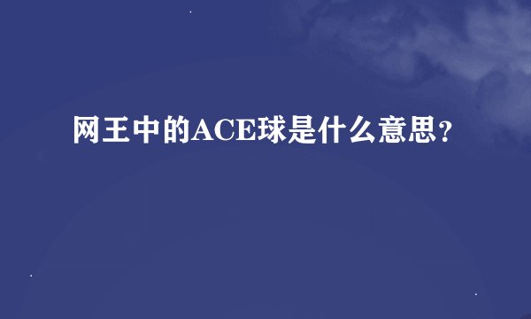 网王中的ACE球是什么意思？