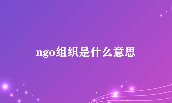 ngo组织是什么意思