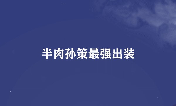 半肉孙策最强出装