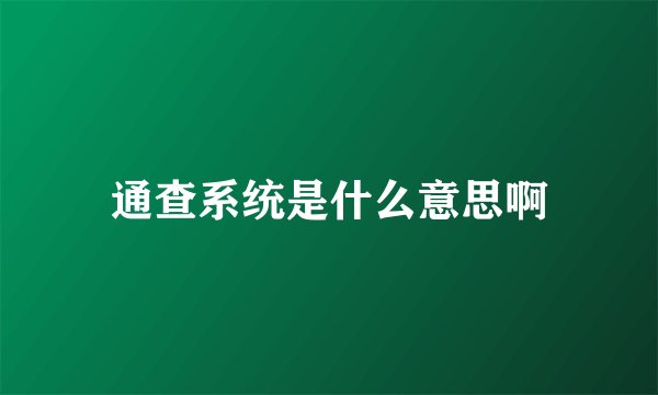 通查系统是什么意思啊