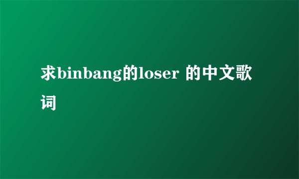 求binbang的loser 的中文歌词