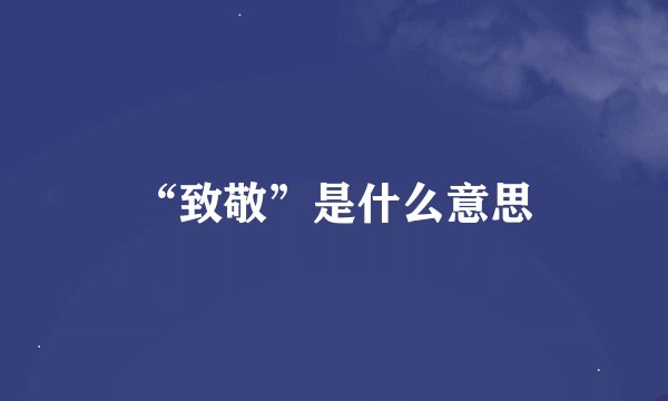 “致敬”是什么意思