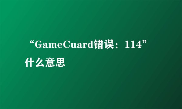 “GameCuard错误：114”什么意思