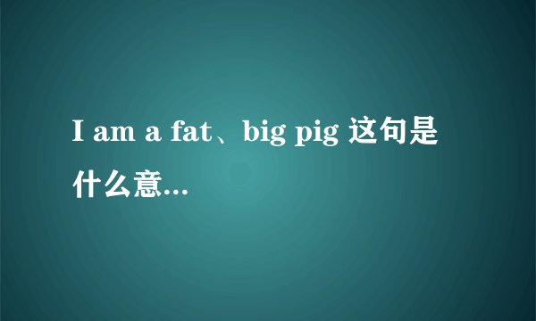 I am a fat、big pig 这句是什么意思 各位大虾 求指点
