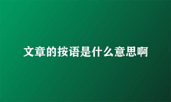 文章的按语是什么意思啊