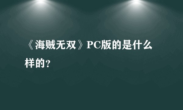 《海贼无双》PC版的是什么样的？