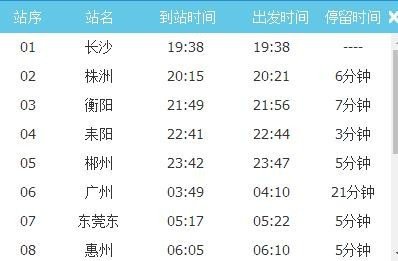 k9211次列车途经站点时刻表