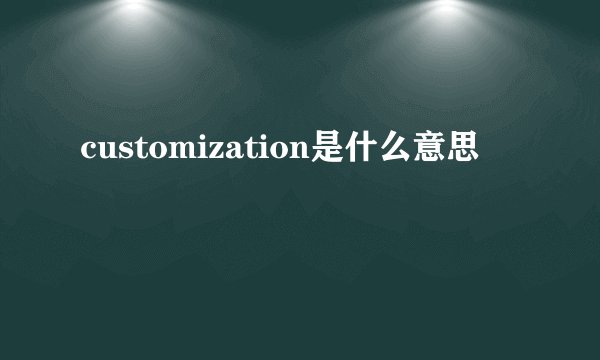 customization是什么意思