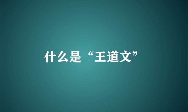 什么是“王道文”