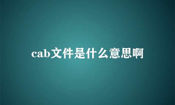 cab文件是什么意思啊