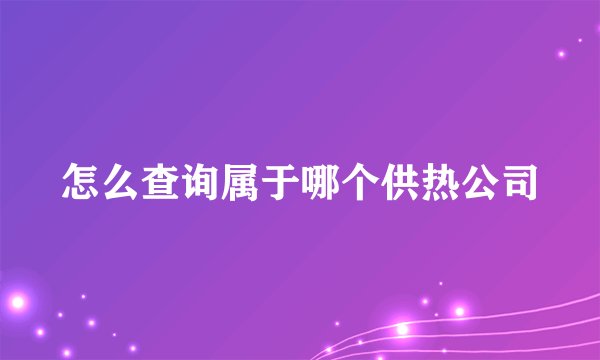 怎么查询属于哪个供热公司
