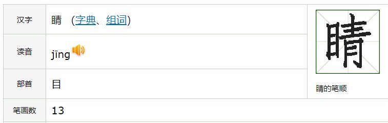 睛的笔画顺序