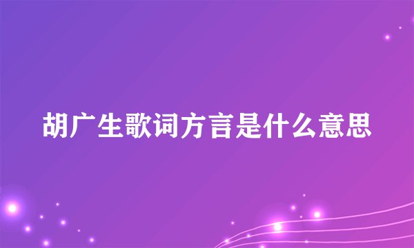 胡广生歌词方言是什么意思