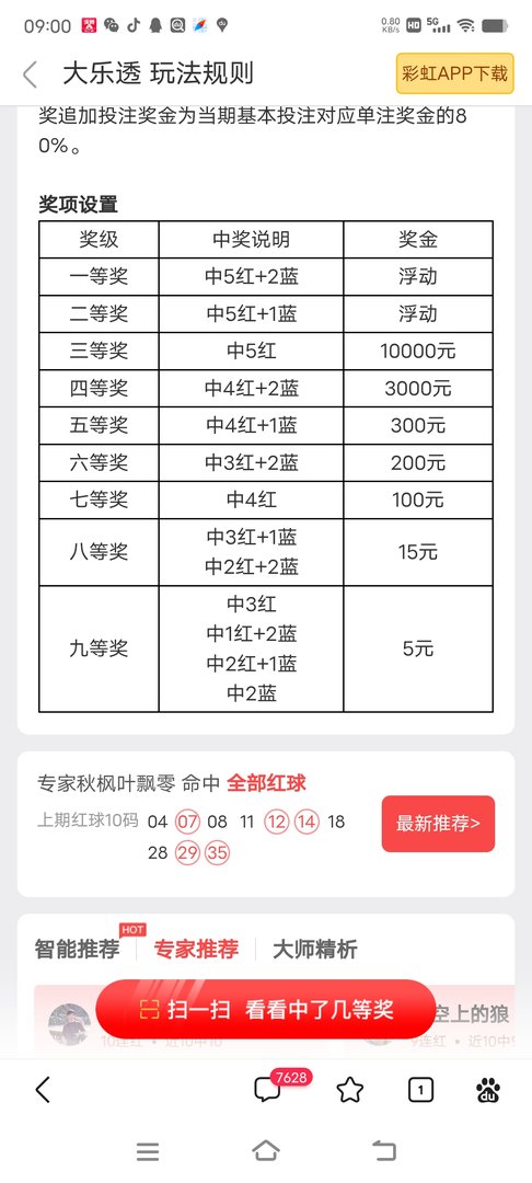 大乐透前区中几个号码能中奖？