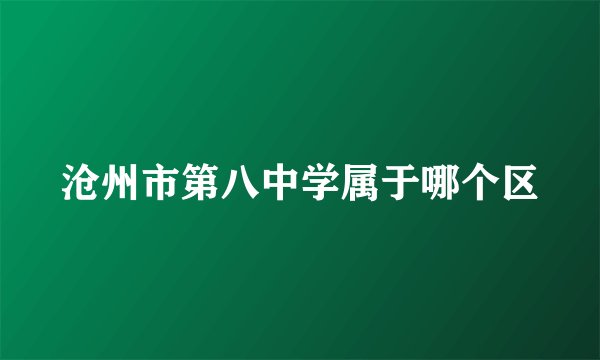 沧州市第八中学属于哪个区