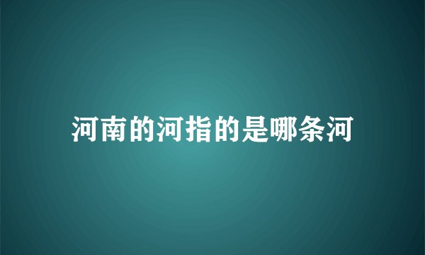 河南的河指的是哪条河