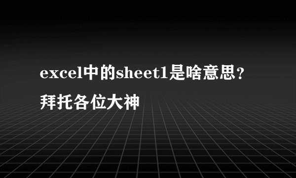 excel中的sheet1是啥意思？拜托各位大神