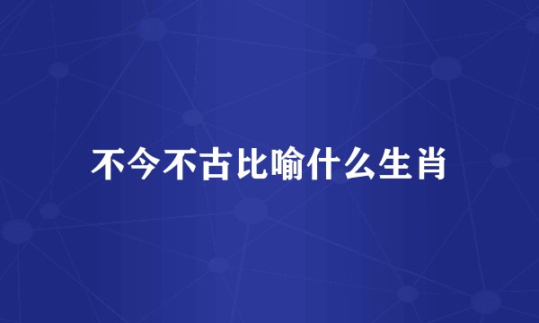 不今不古比喻什么生肖