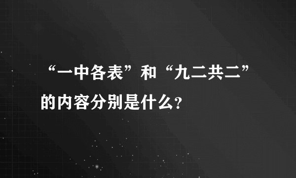“一中各表”和“九二共二”的内容分别是什么？