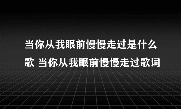 当你从我眼前慢慢走过是什么歌 当你从我眼前慢慢走过歌词