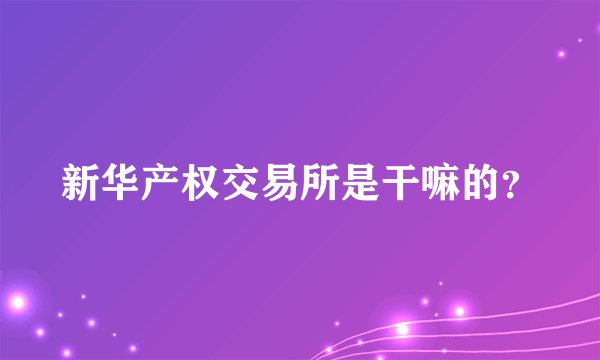新华产权交易所是干嘛的？