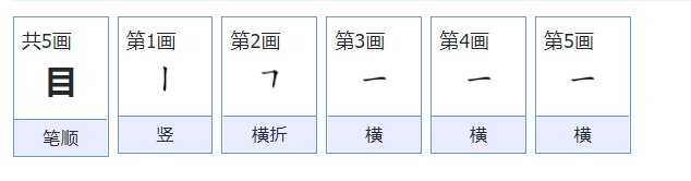 目笔画顺序