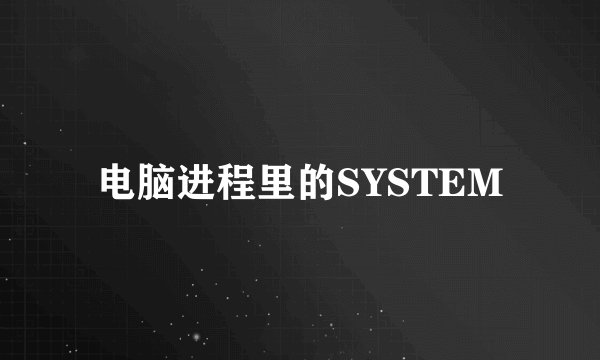 电脑进程里的SYSTEM