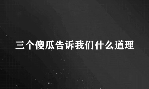三个傻瓜告诉我们什么道理