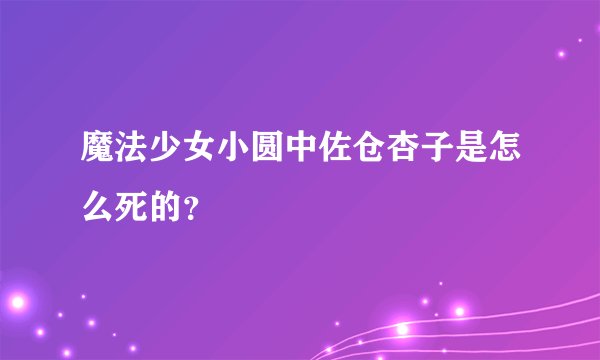 魔法少女小圆中佐仓杏子是怎么死的？