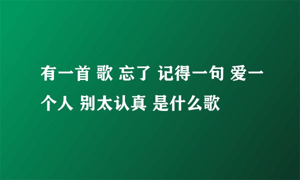有一首 歌 忘了 记得一句 爱一个人 别太认真 是什么歌
