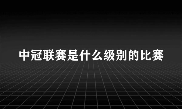 中冠联赛是什么级别的比赛