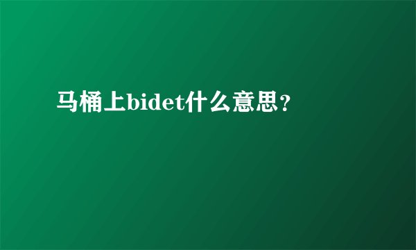 马桶上bidet什么意思？