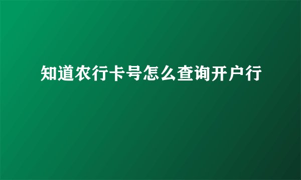 知道农行卡号怎么查询开户行