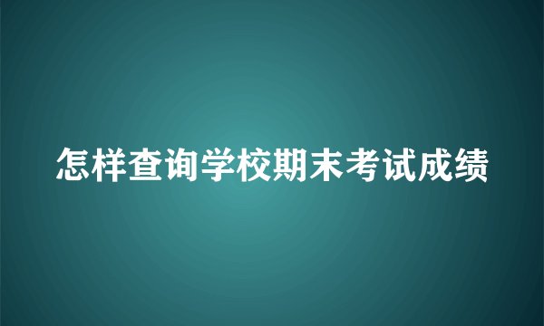 怎样查询学校期末考试成绩