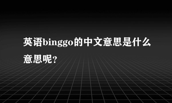 英语binggo的中文意思是什么意思呢？