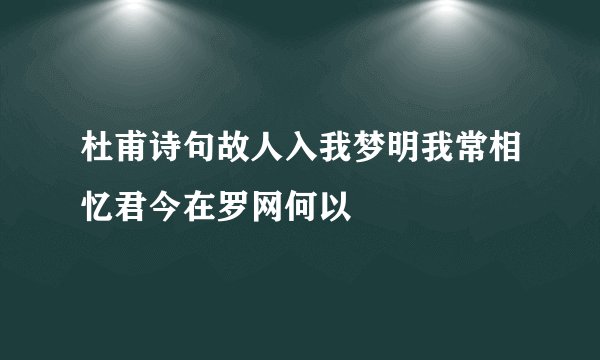 杜甫诗句故人入我梦明我常相忆君今在罗网何以
