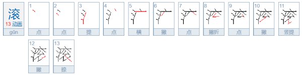 滚笔顺笔画顺序