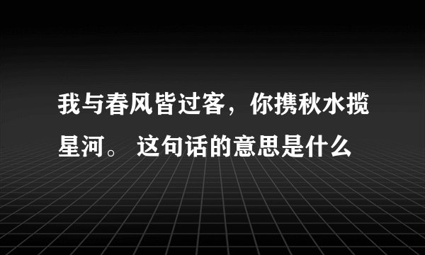 我与春风皆过客，你携秋水揽星河。 这句话的意思是什么