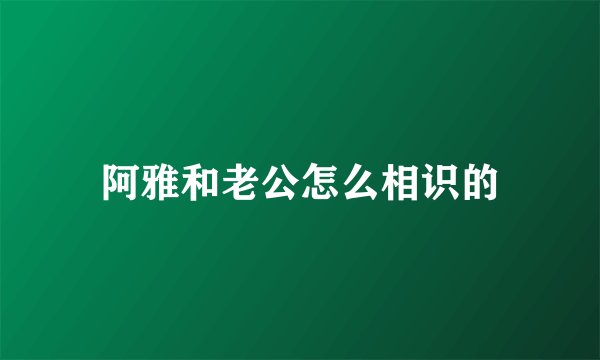 阿雅和老公怎么相识的