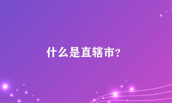 什么是直辖市？