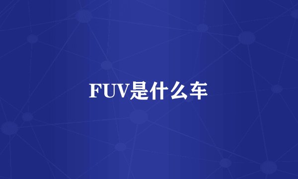 FUV是什么车