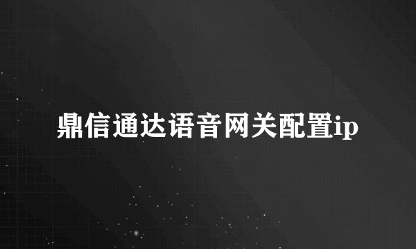 鼎信通达语音网关配置ip