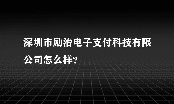 深圳市励治电子支付科技有限公司怎么样？