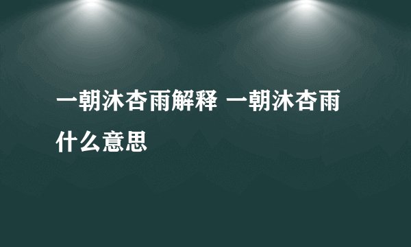一朝沐杏雨解释 一朝沐杏雨什么意思