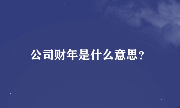 公司财年是什么意思？