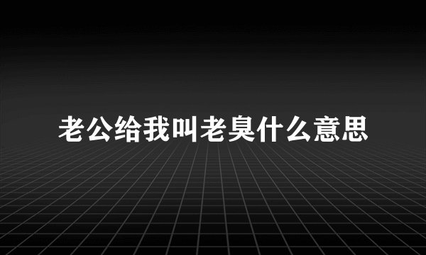 老公给我叫老臭什么意思